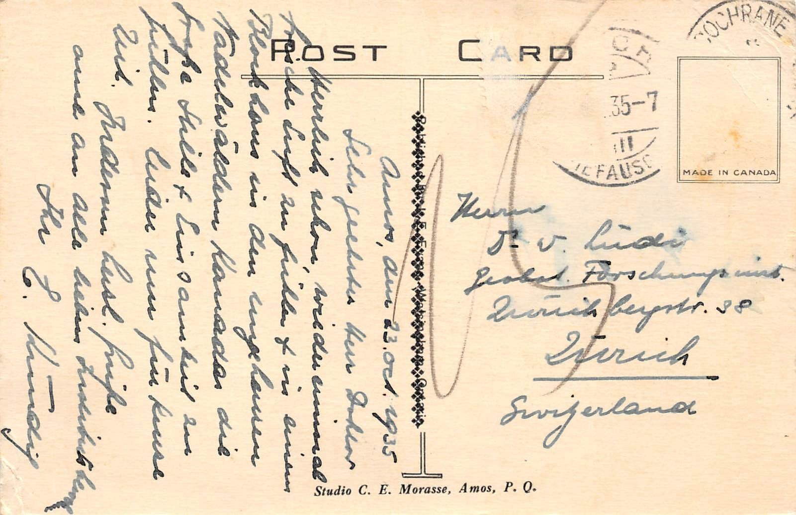 Cartoline postali: Amos, 1re Avenue – Usato da Ottikon b.Kemptth. venduto da Neptun1974 1