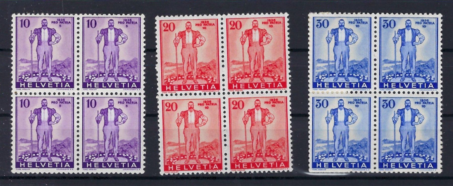 Tous les timbres: 1936 Pro Patria Viererblocks postfrisch   16036 – D'occasion à Lunden par Animus999