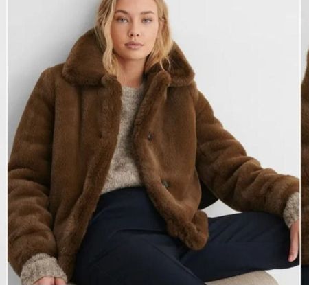Winterjacke Fellimitat,Mango braun, Grösse 36 -