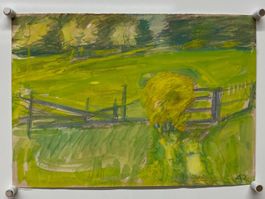 Albert Pfister Original Mischtechnik Landschaft CH