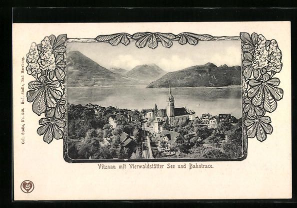 Cartes postales: Vitznau, Ortsansicht mit Vierwaldstätte – D'occasion à Berlin par bartko-reher