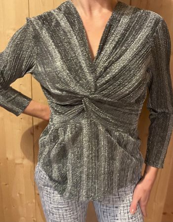 Glamour e elegante Blusa lurex argento-tg.M/L-per feste 👍