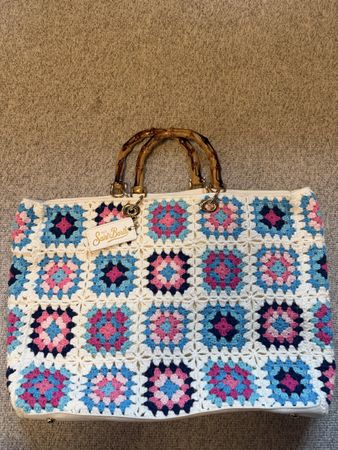 MC2 Saint Barth Tasche gehäkelt Bambusgriff neuwertig