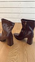 Damen Stiefeletten Lackleder braun 