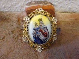 Anhänger Brosche / Madonna mit Kind / 800S