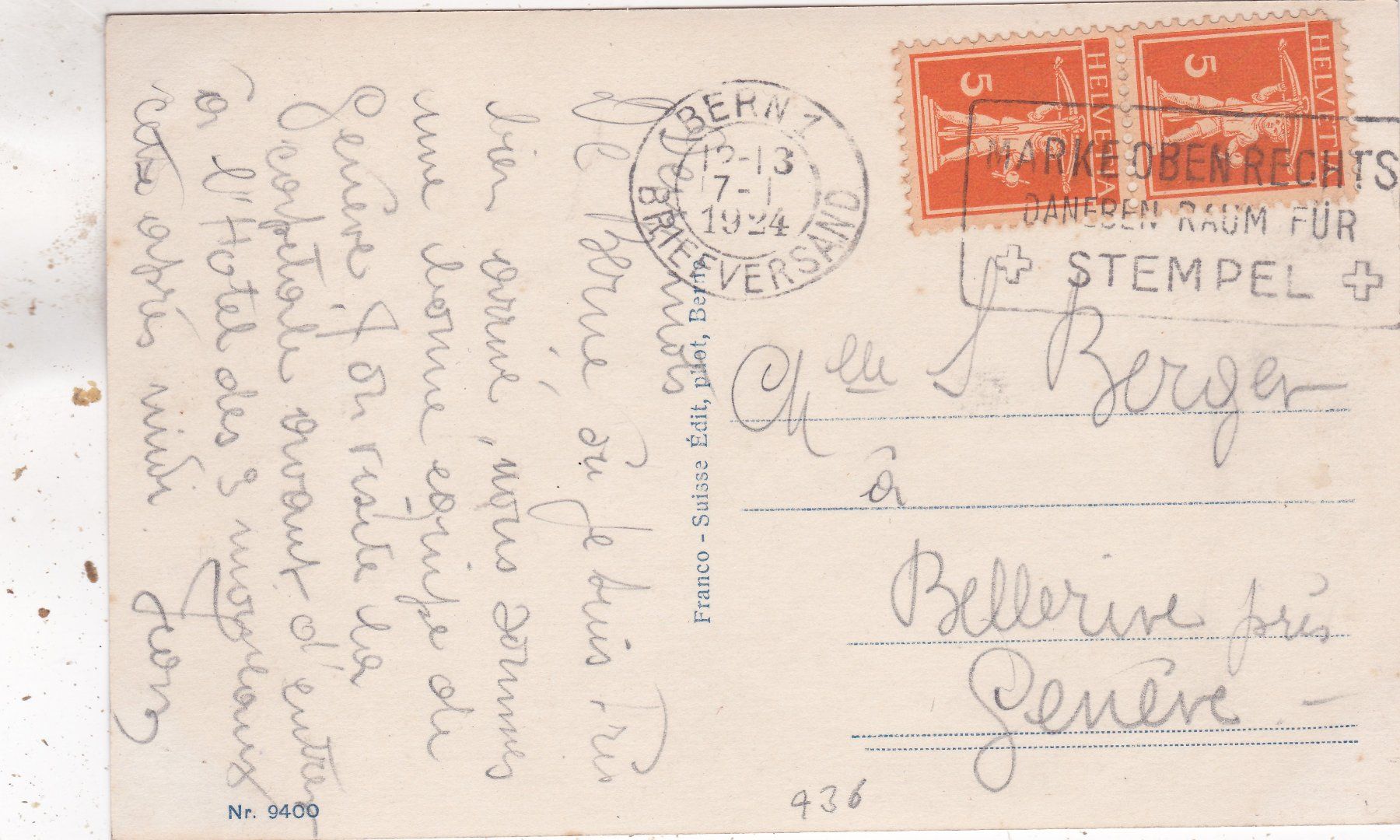 Cartes postales: Bern Bärengraben 1924 – D'occasion à Herisau par Lisegrat2008 1