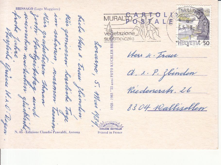 Cartoline postali: Brissago 1989 – Usato da Bürglen TG venduto da StampGraf 1