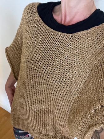 BIMBA Y LOLA Gold Metallic Knit Top - Size XS/S - Chic!