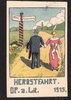 #Künstlerkarte Herbstfahrt OP. a. Lit 1915,Paar am Wegweiser