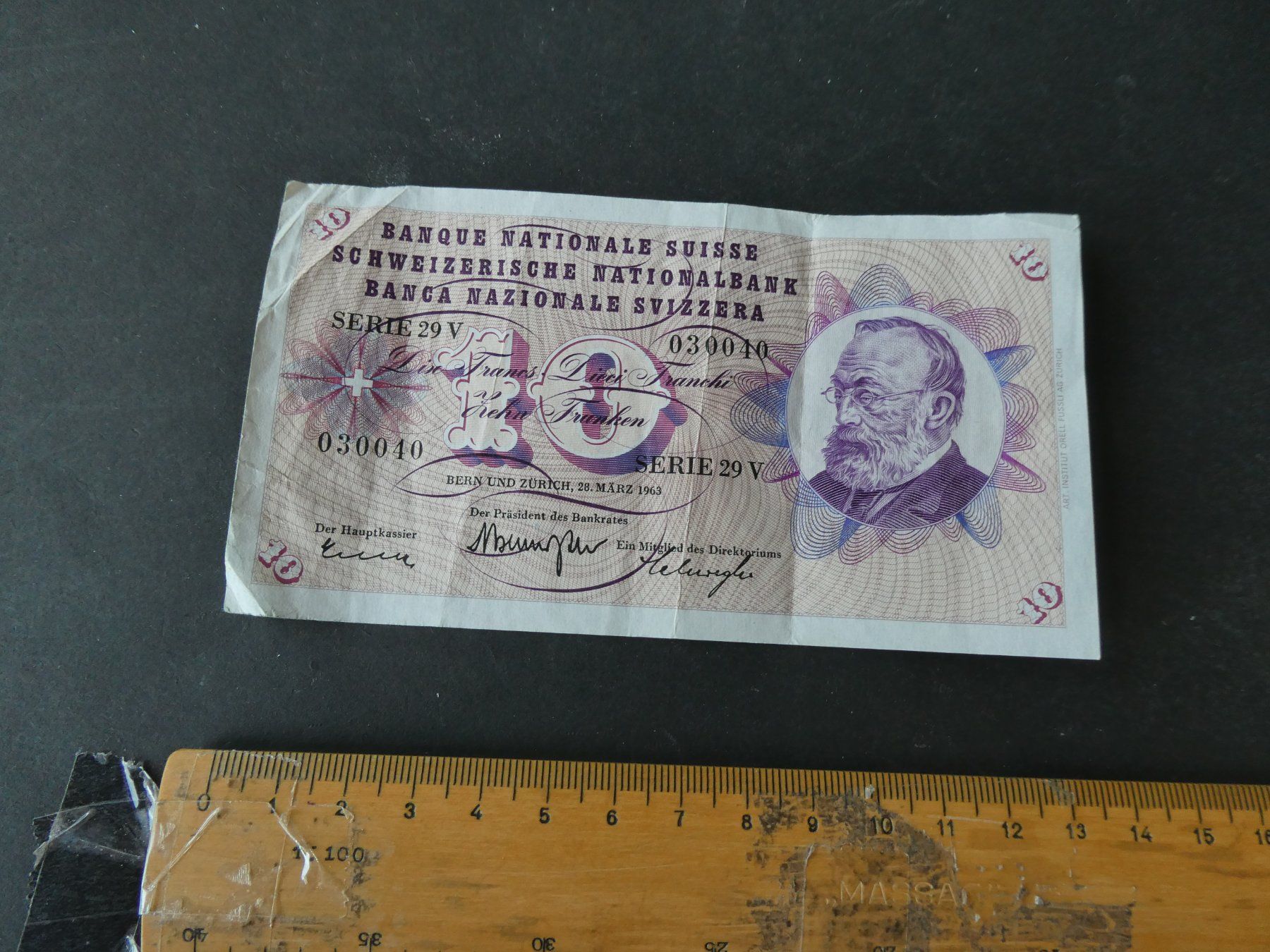Banconote: Schweiz 1963, 10 Franken – Usato da Hinterforst venduto da Rohusri
