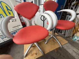 Friseurstuhl Vezzosi rot Silber, guter Zustand
