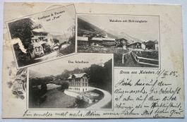 AK Maladers GR.1905  3 Bildrig mit Gasthaus Post ,Schulhaus.