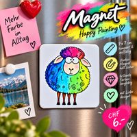 Happy Painting Magnet Schaf abstrakt
