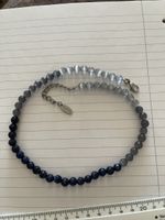 Collier pierres cristal bleues et grises très bon état 41 cm