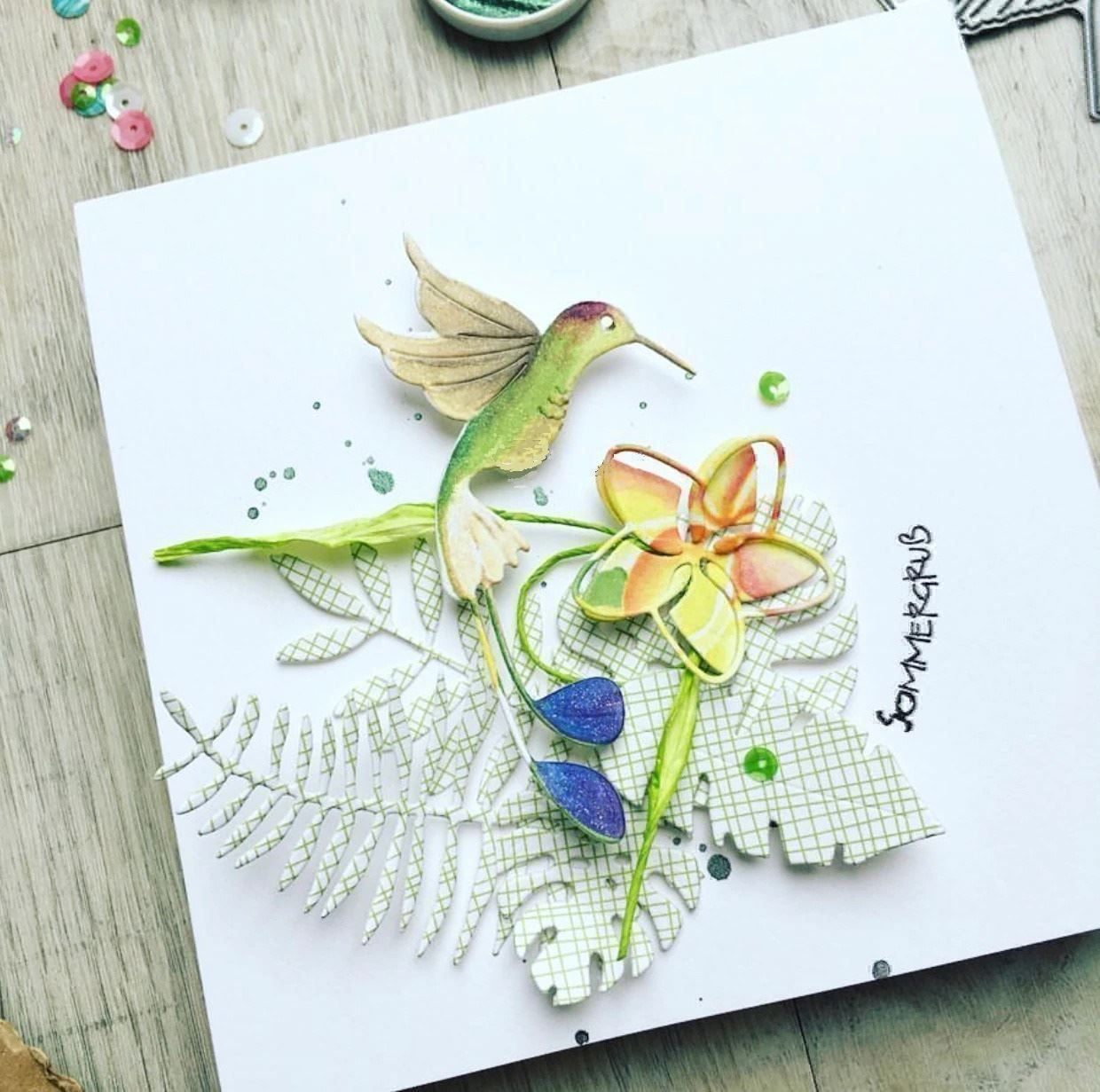 Sciablone: KOLIBRI VOGEL STANZSCHABLONE – Nuovo e nell'imballaggio originale da Affoltern am Albis venduto da scrapbooking