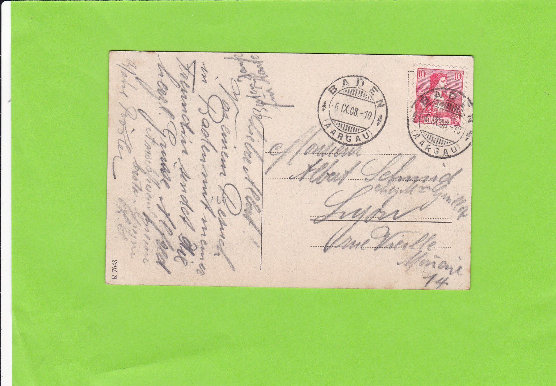 Cartoline postali: Baden-Ruine Stein--1908 ab Baden versendet – Usato da St. Peterzell venduto da neckertal 1