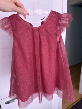 Kleid „Ergee“ Gr. 80 beeren-pink mit Glitzer, 1x getragen