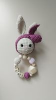 Crochet Bunny Rattle with Wooden Beads – Personalised! 