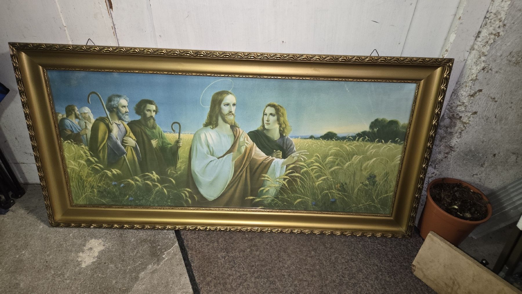 Foto & Immagini: Antikes Bild "Christus im Aehrenfeld" mit Goldrahmen – Usato da Uzwil venduto da BrokiFloh