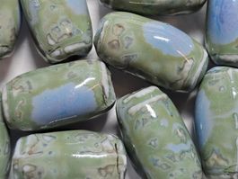 12x Keramik Zwischen Fass Zylinde Olive Kette Basteln Perlen