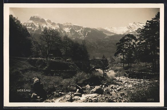 Cartoline postali: Gersau, Partie am Bach mit Blick auf Ort – Usato da Berlin venduto da bartko-reher