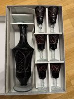 Caraffa decanter in cristallo marrone con sei bicchieri