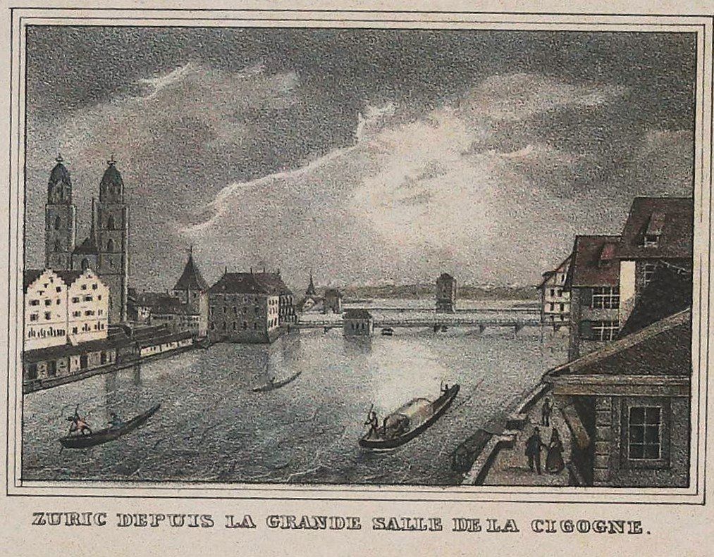 Stiche: Zürich Limmat Lithographie um 1830 – Gebraucht aus Rafz von Helvet32 1