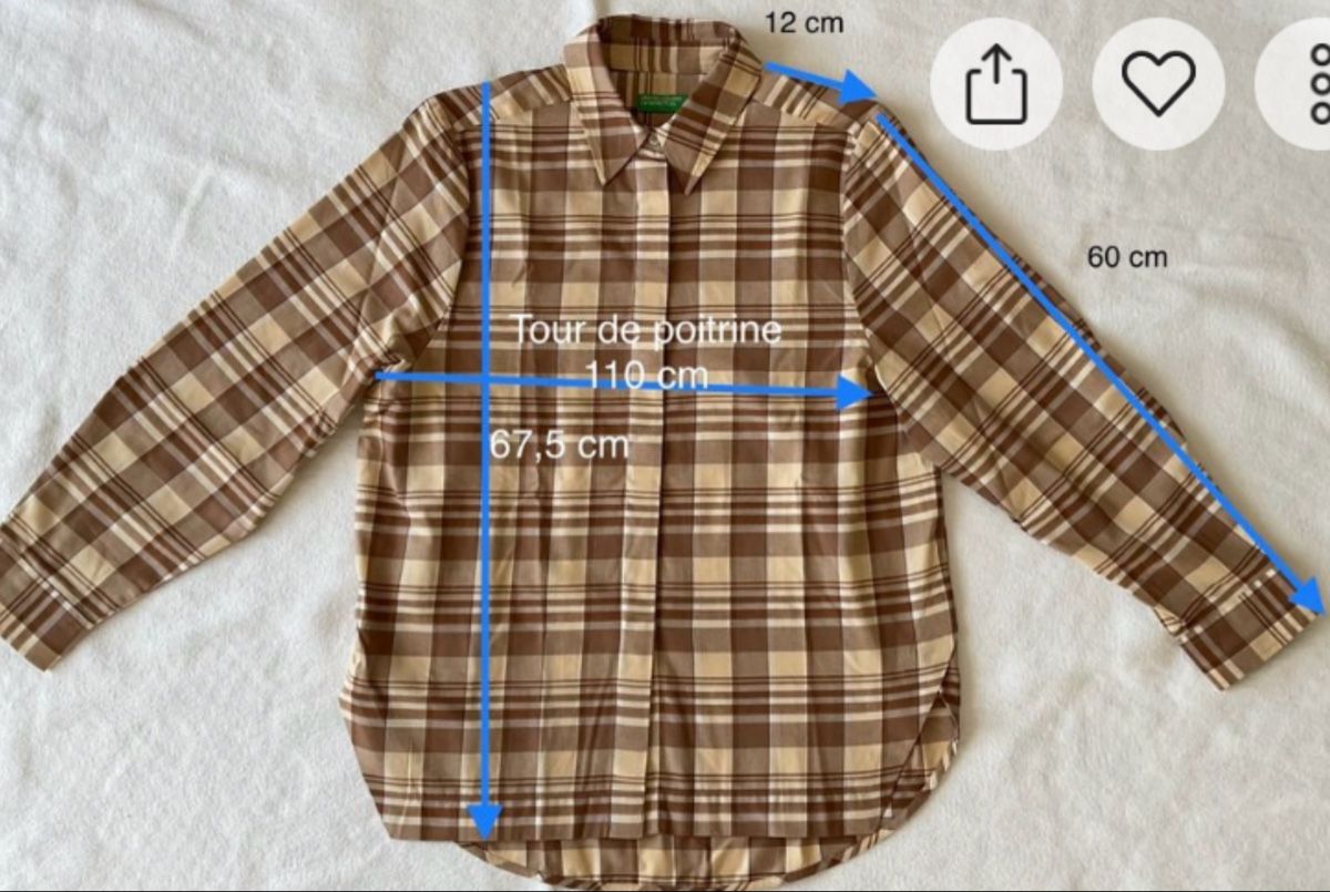 Benetton Camicette: Benetton chemise à carreaux – Nuovo (secondo la descrizione) da Corseaux venduto da Mililaforet75 6