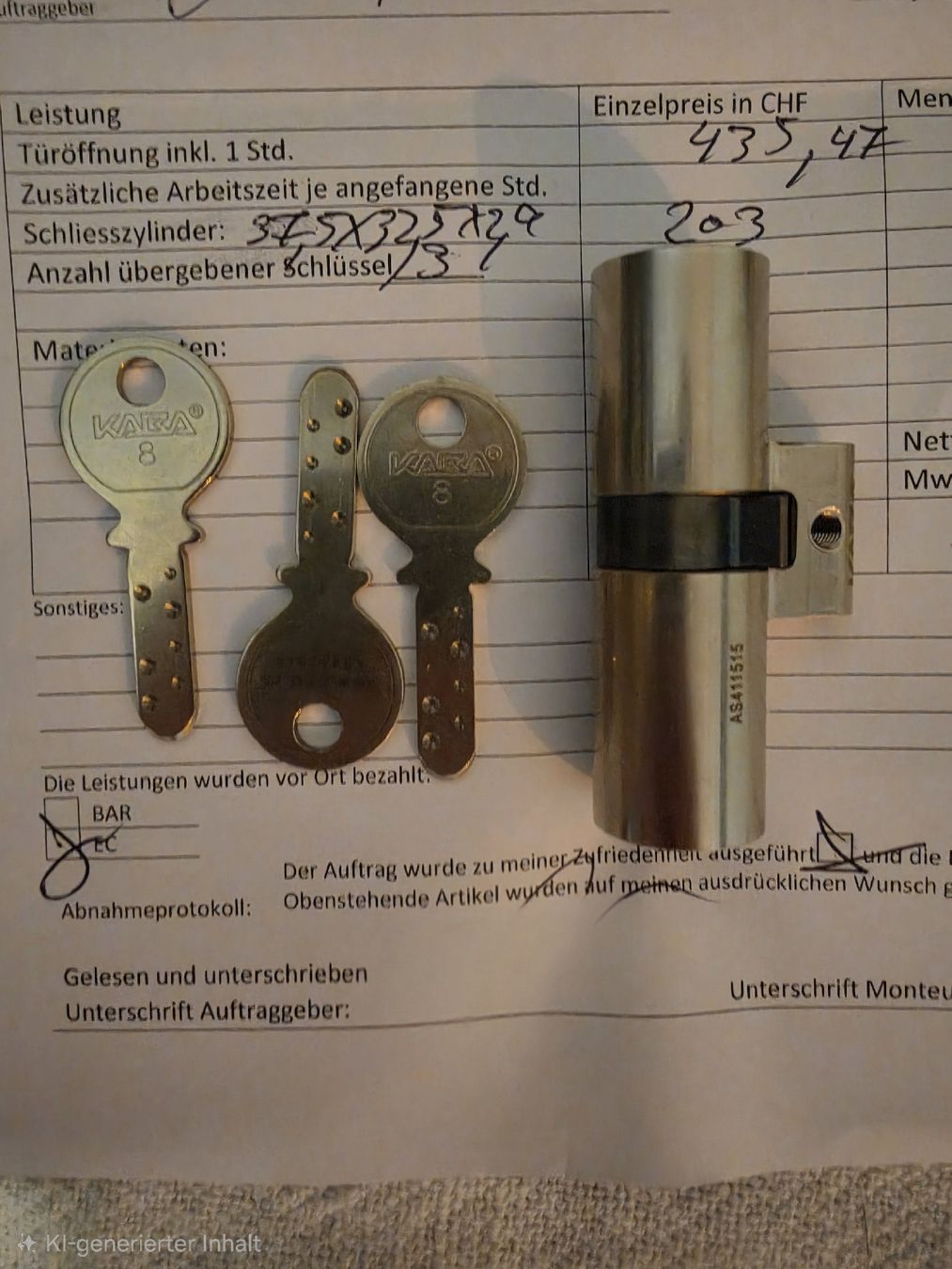 Schliesszylinder: Schloss mit 3 Schlüssel Neu – Neu (gemäss Beschreibung) aus Zürich von aco_hh67