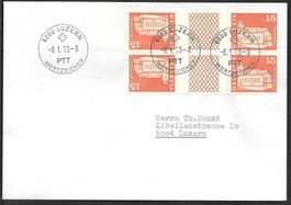 Zwischensteg FDC S70 im Paar ET Luzern 8.1.1973