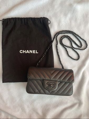 Chanel Classic Chevron Extra-mini Flap Bag Black