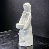 Superbe bougeoir sculpture en céramique d'art émaillée blanc