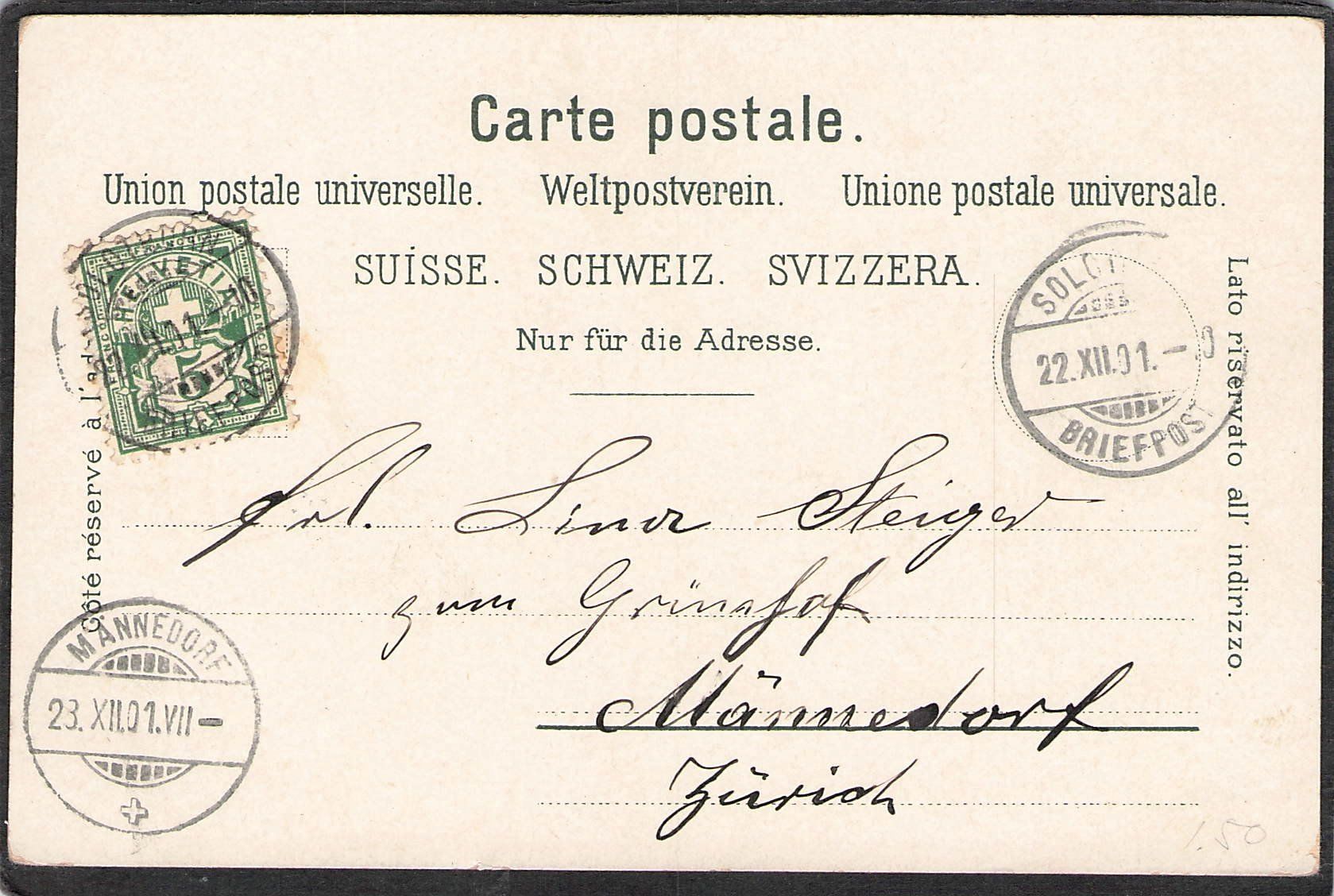 Cartes postales: ^Conzerthalle Solothurn , 1901 – D'occasion à Reichenburg par Pipo-67 1