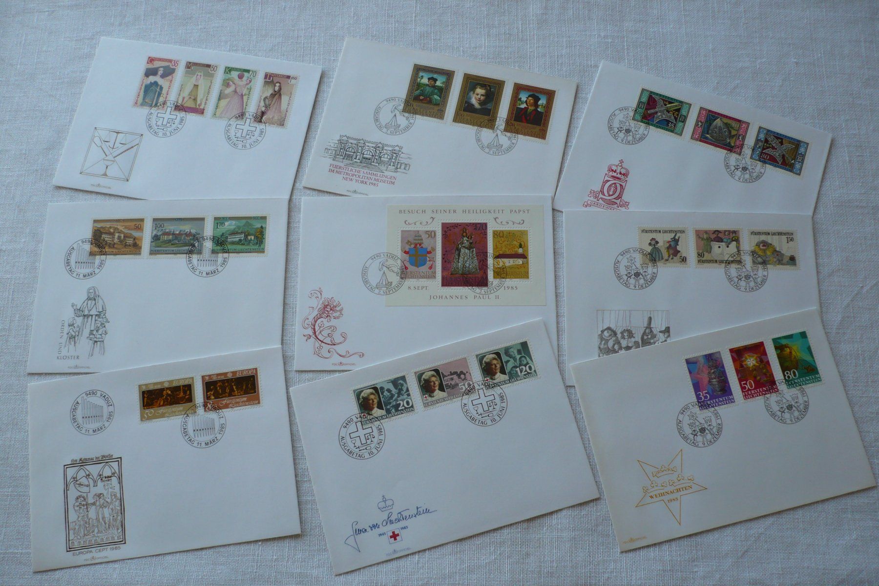 Tutti i francobolli: FL 1985 Neuausgaben 9 FDC – Usato da Zürich venduto da saltandpepper008