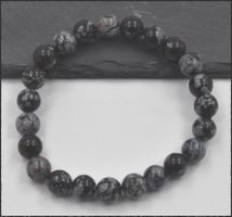 ♛ Schneeflocken Obsidian Stretch Armband 08/ 19cm