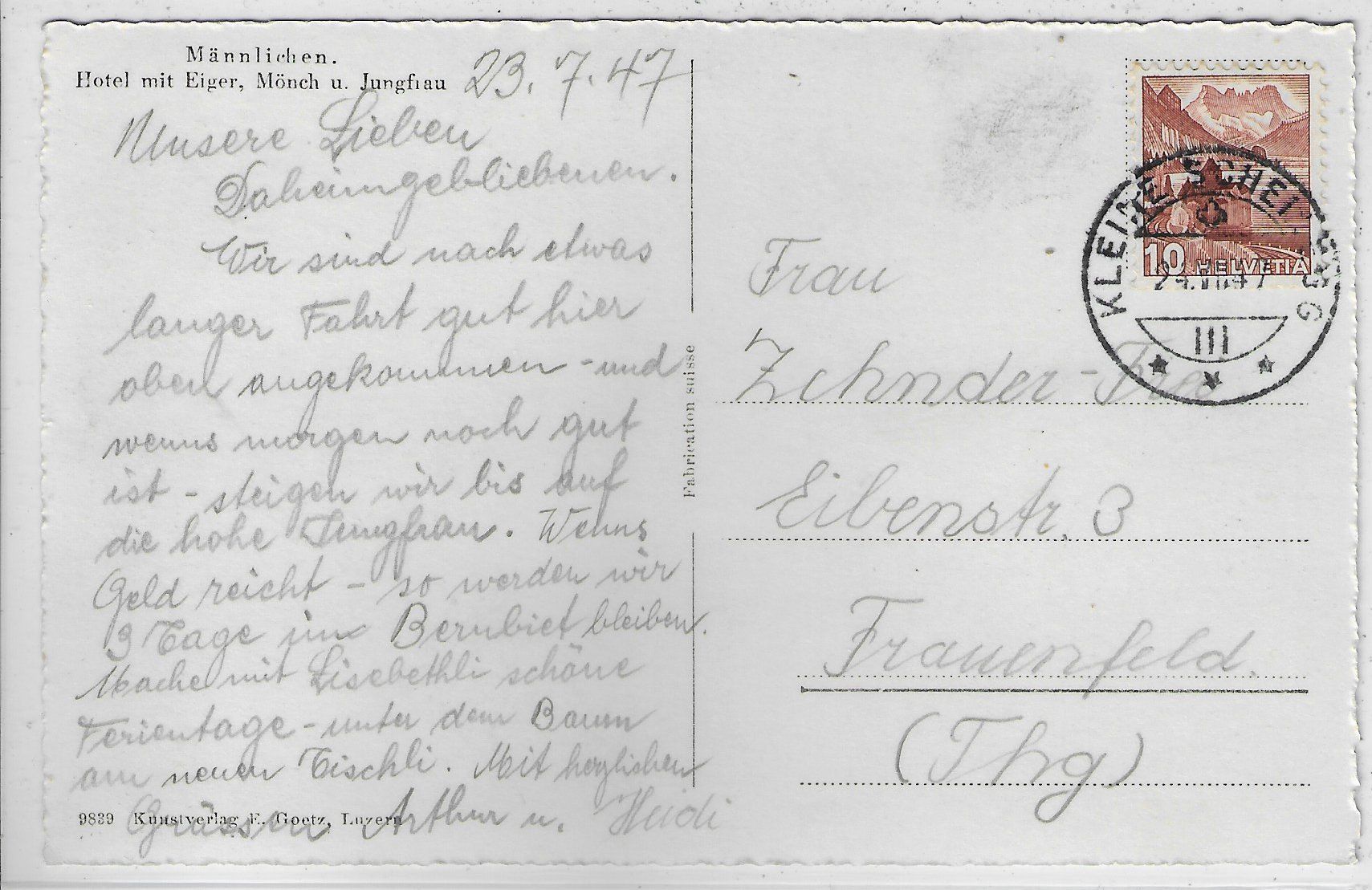 Cartes postales: Männlichen - Hotel – D'occasion à Ettingen par Kartenplanet 1