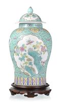 Big Porcelain vase with turquoise background, China, 19-20c