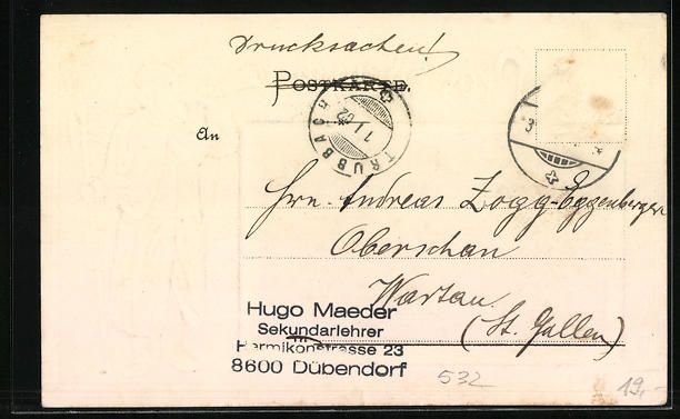 Cartes postales: Präge-AK Uster, Teilansicht, Wächter m – D'occasion à Berlin par bartko-reher 1