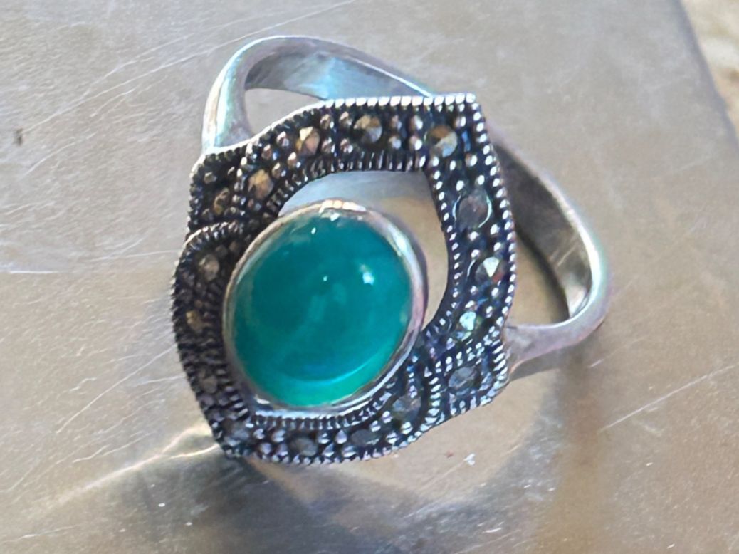 Anelli: Vintage Silber Ring GREEN pyrit (57) – Usato da Dittingen venduto da Bijoubelle 1