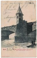 Basel, im Bau begriffene mittlere Rheinbrücke, gelaufen 1904