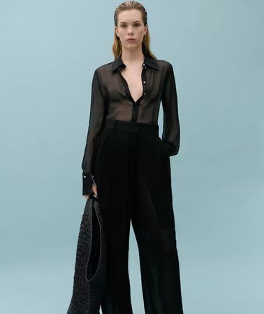 🤩VICTORIA BECKHAM XMANGO HALBDURCHSICHTIGE SEIDEN BLUSE NEU