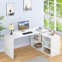 Eckschreibtisch L-Form 140x60 cm mit Regal Weiss