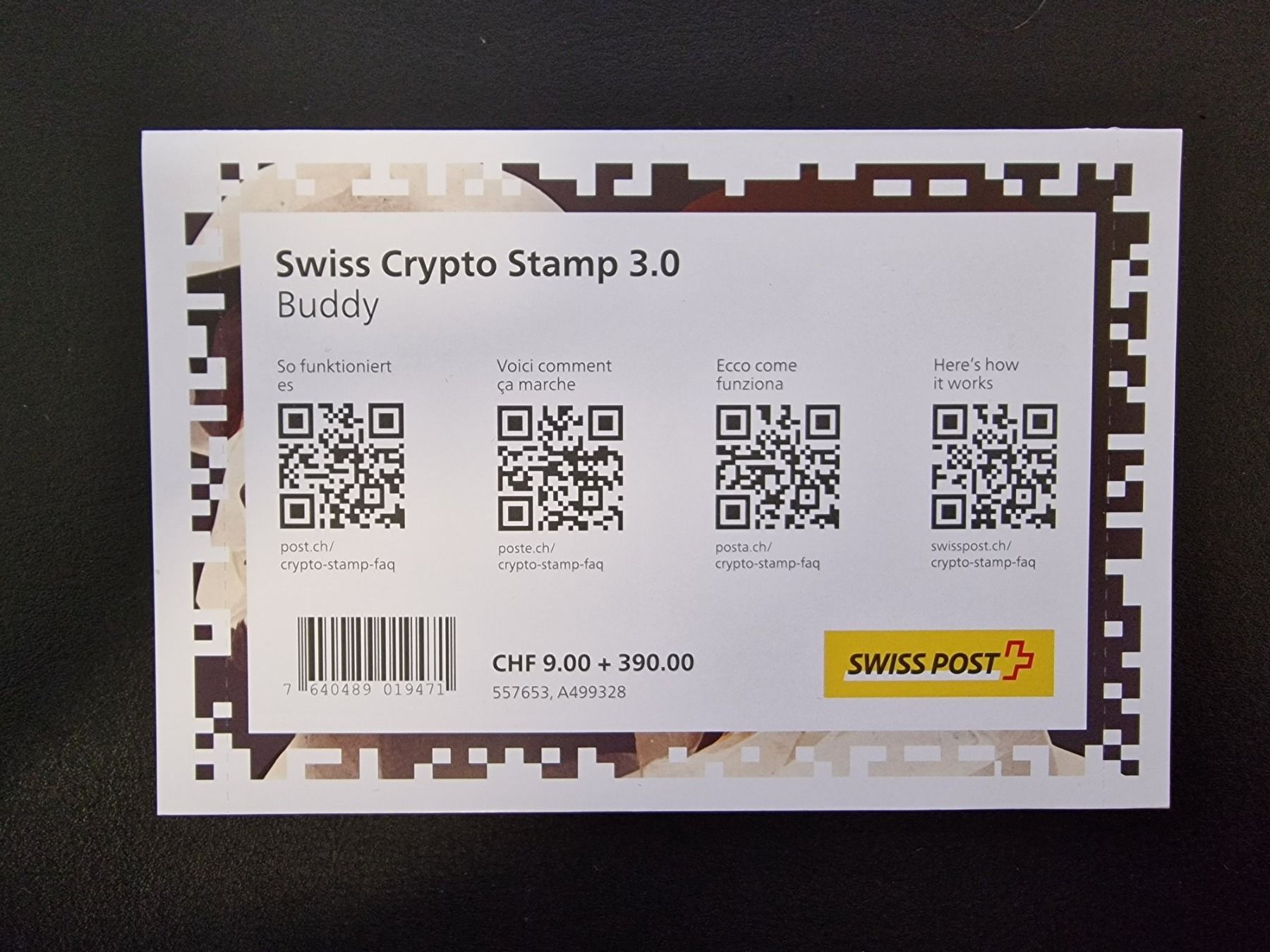 Tutti i francobolli: Swiss Crypto Stamp 3.0 Buddy ID 11 – Nuovo e nell'imballaggio originale da Winterthur venduto da andrekeller95 1