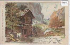 Paris 1900 - Le Paturage au Village Suisse  - Litho