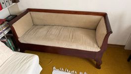 Sofa Holz Polster hell gebrauchter Zustand