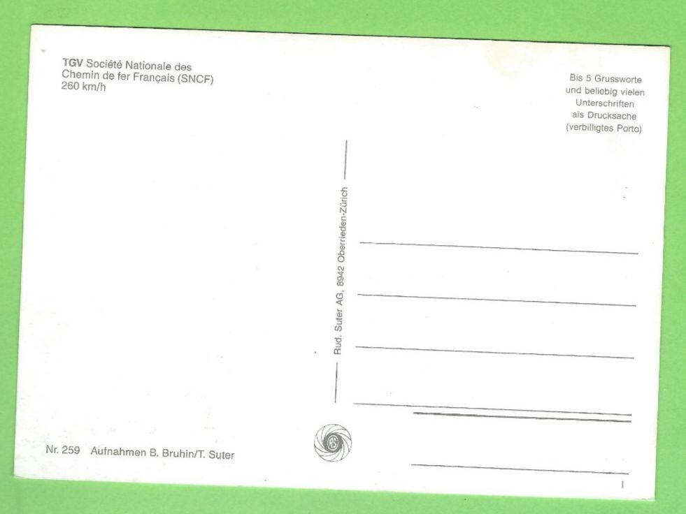 Cartoline postali: TGV SNCF – Usato da Zürich venduto da t24_de 1