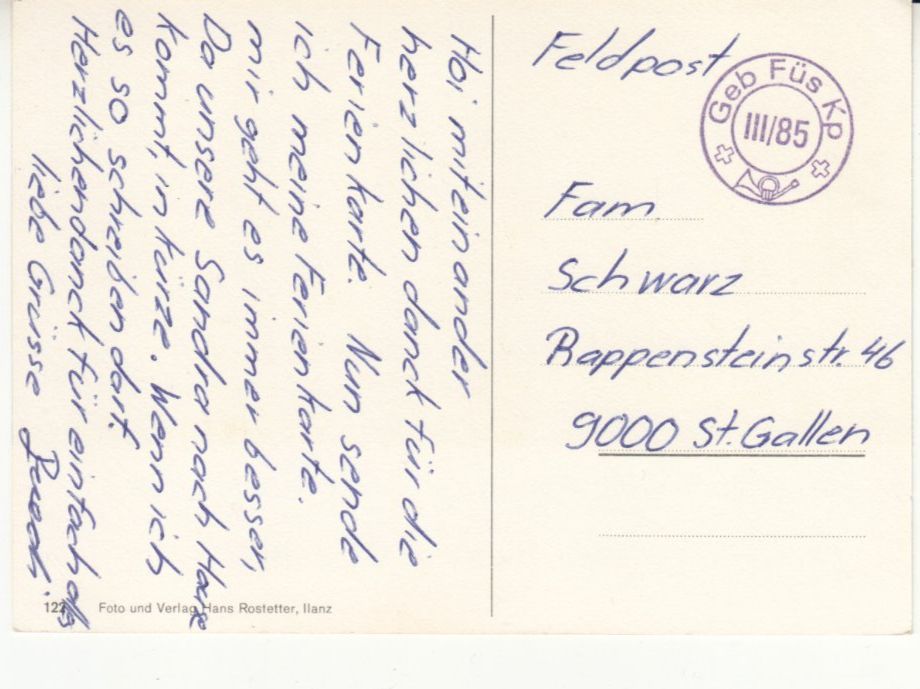 Cartoline postali: Lugnez ca. 1970 – Usato da Bürglen TG venduto da StampGraf 1