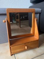 Miroir pivotant, basculant en bois vintage avec un tiroir
