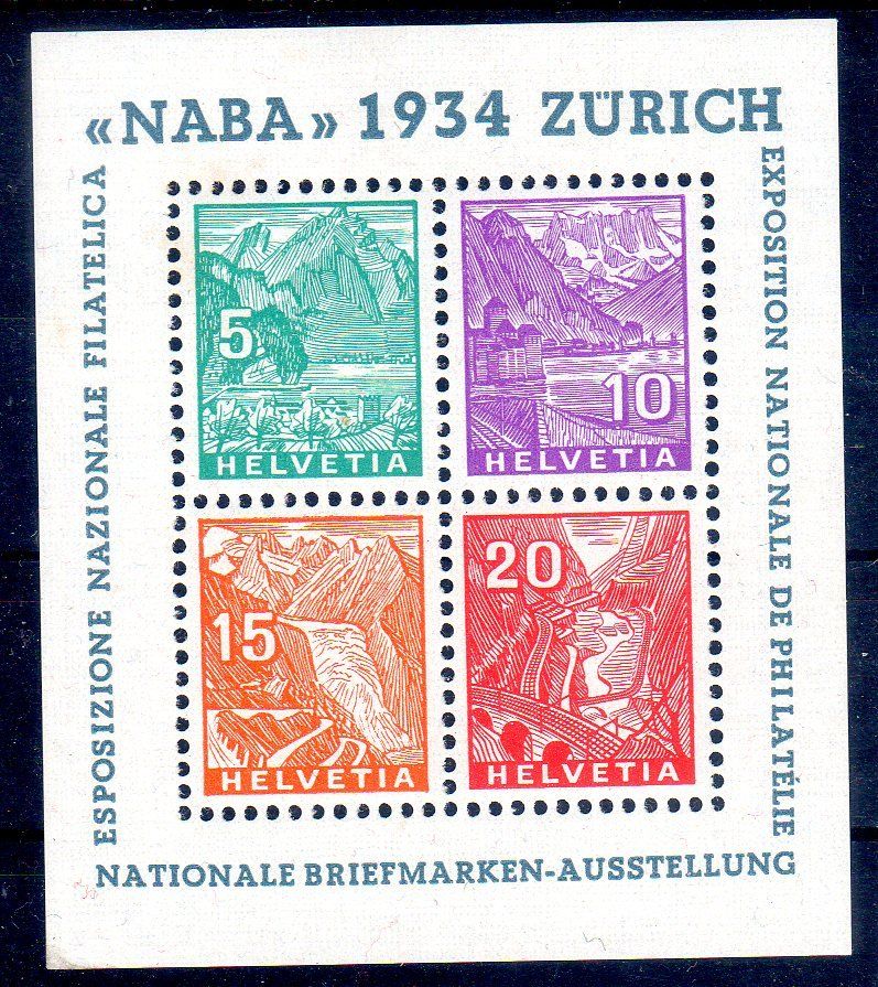 Tutti i francobolli: NABA 1934 ZÜRICH BLOCK ** POSTFRISCH ** - BR107 – Nuovo (secondo la descrizione) da Losone venduto da EM2019