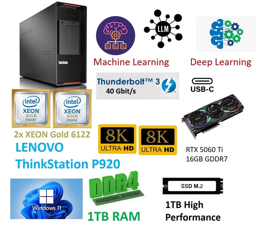Lenovo P920 Thinkstation PC 1TB RAM KI LLM RTX5060 (Neu (gemäss ...